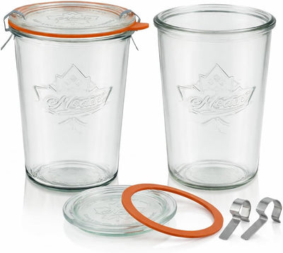 Envase de levadura para pan de centeno 2 unidades 0.8L vidrio con tapa reemplazo Weck 743