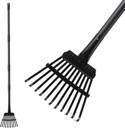 Rastrillo 60pulg 11 dientes metal negro para césped y jardín