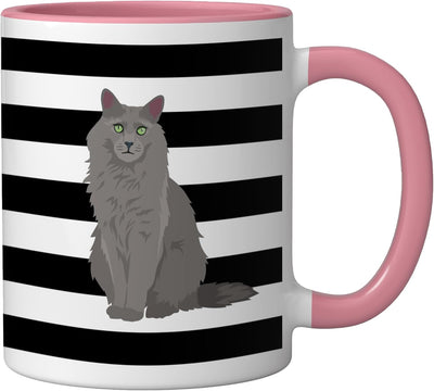 Taza de cerámica a rayas rosa y blanco Nebelung