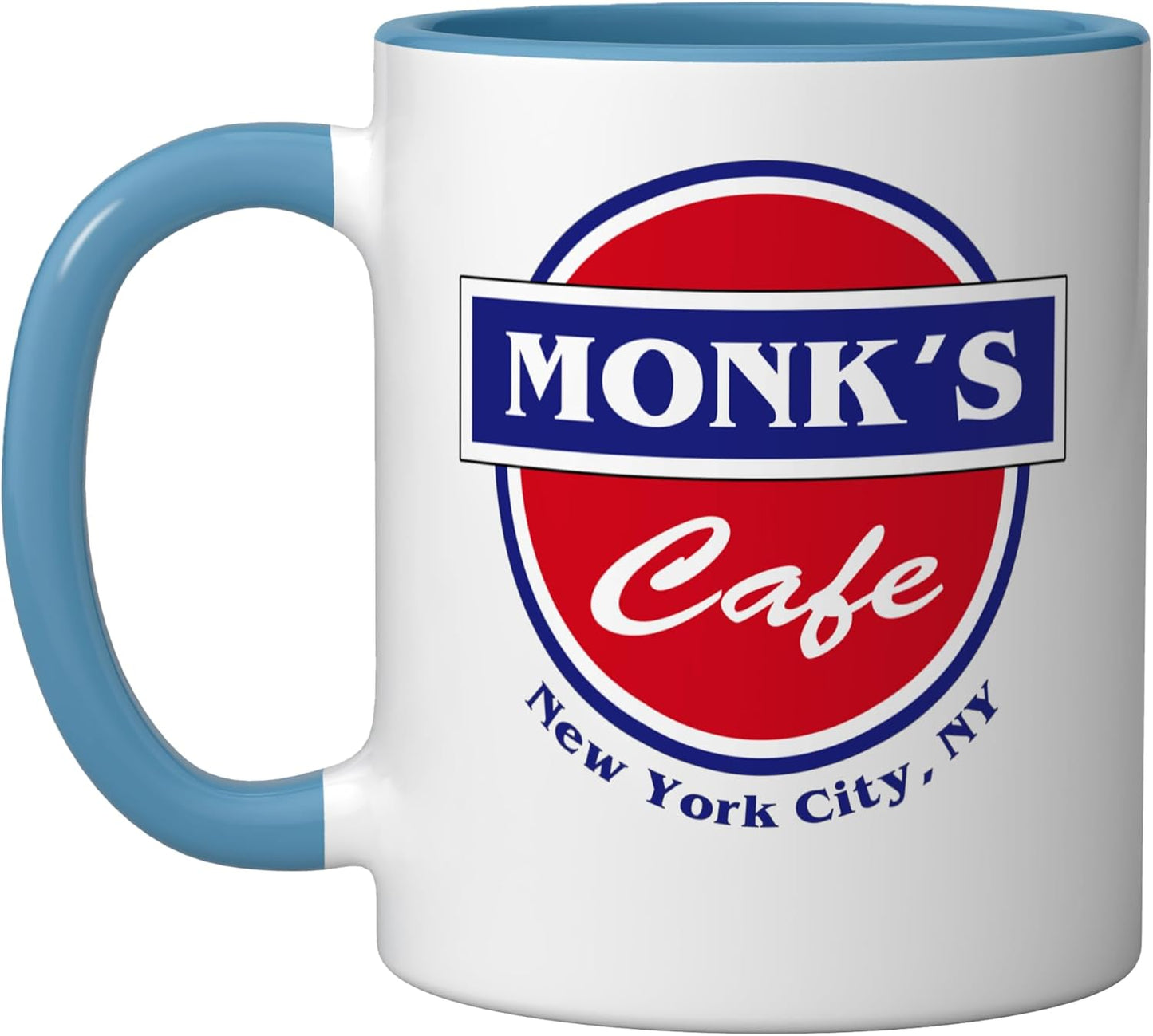 Taza cerámica Monk's Cafe azul/blanco