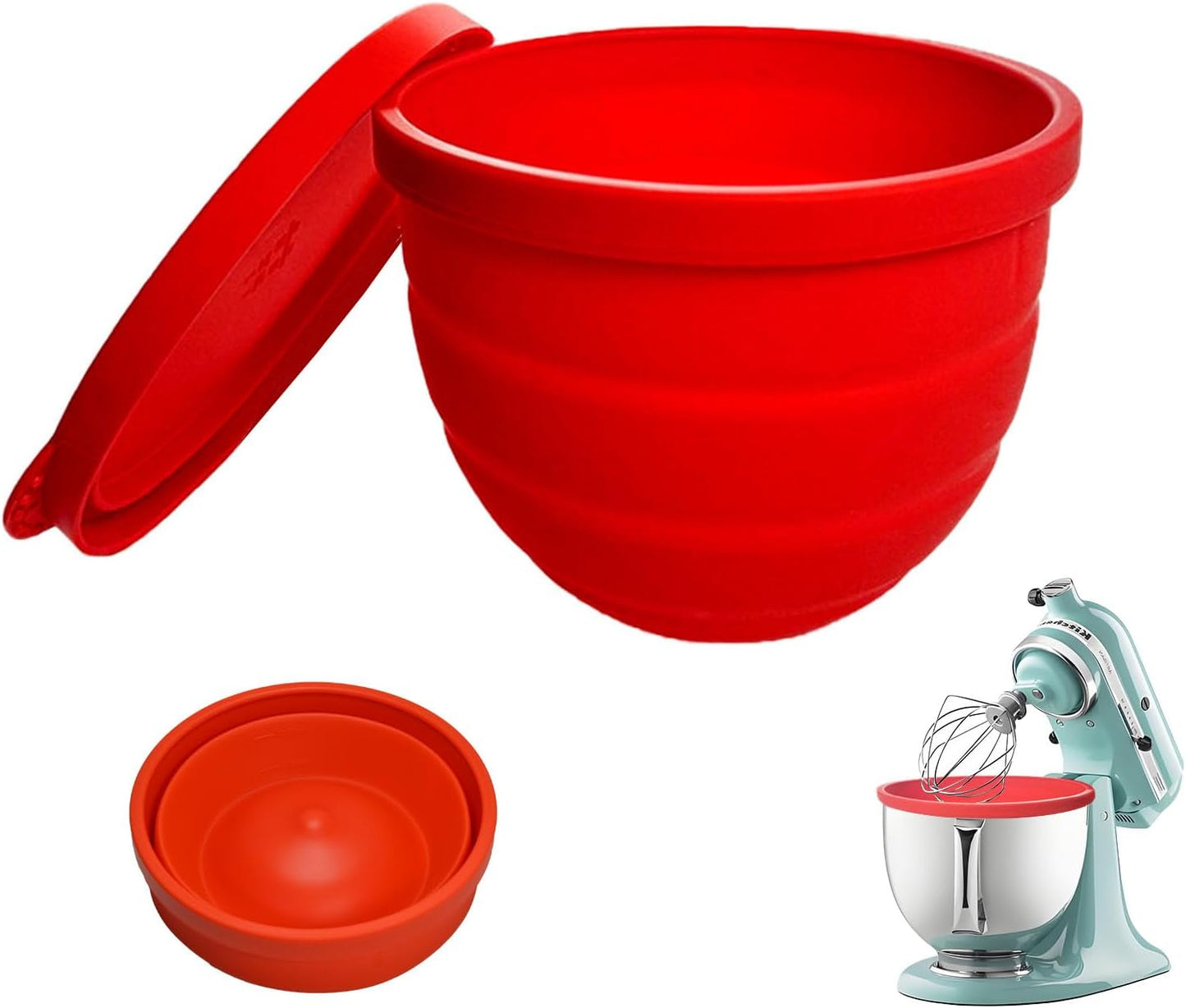 Forro plegable de silicona para batidora KitchenAid de 5 cuartos de galón rojo