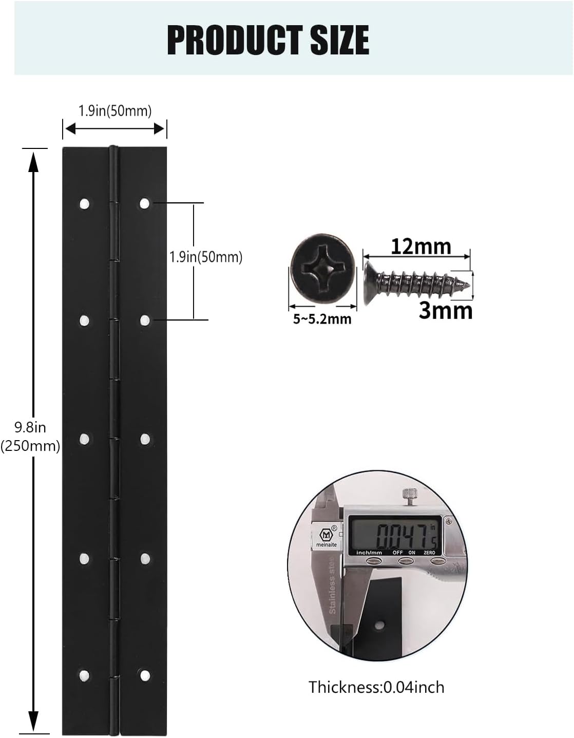 3 Pzas Bisagras Acero Inox Negro 10pulg Para Puertas Muebles