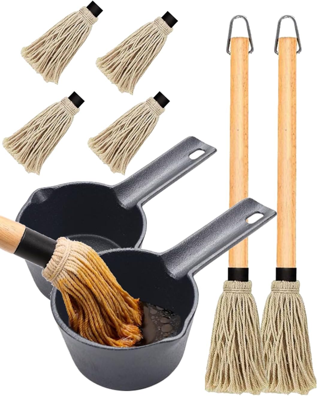 Set 2 sartenes hierro fundido 15oz cepillo barbacoa 18pulg