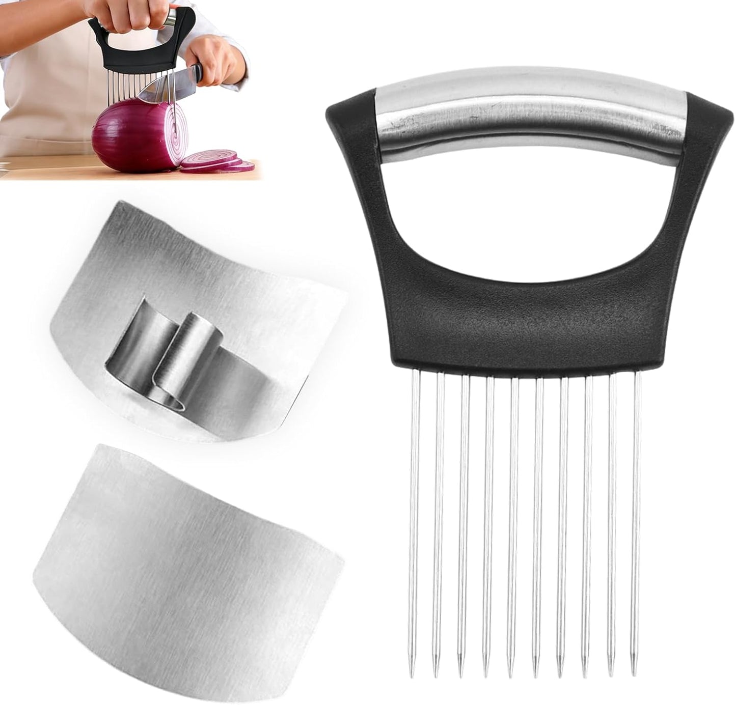 2 Pack Protectores Dedos Acero Inox 304 para Cortar Alimentos