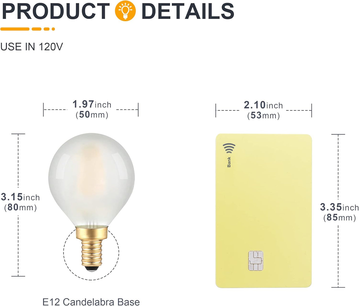 Bombilla LED E12 regulable blanco cálido 2700K 2W para dormitorio