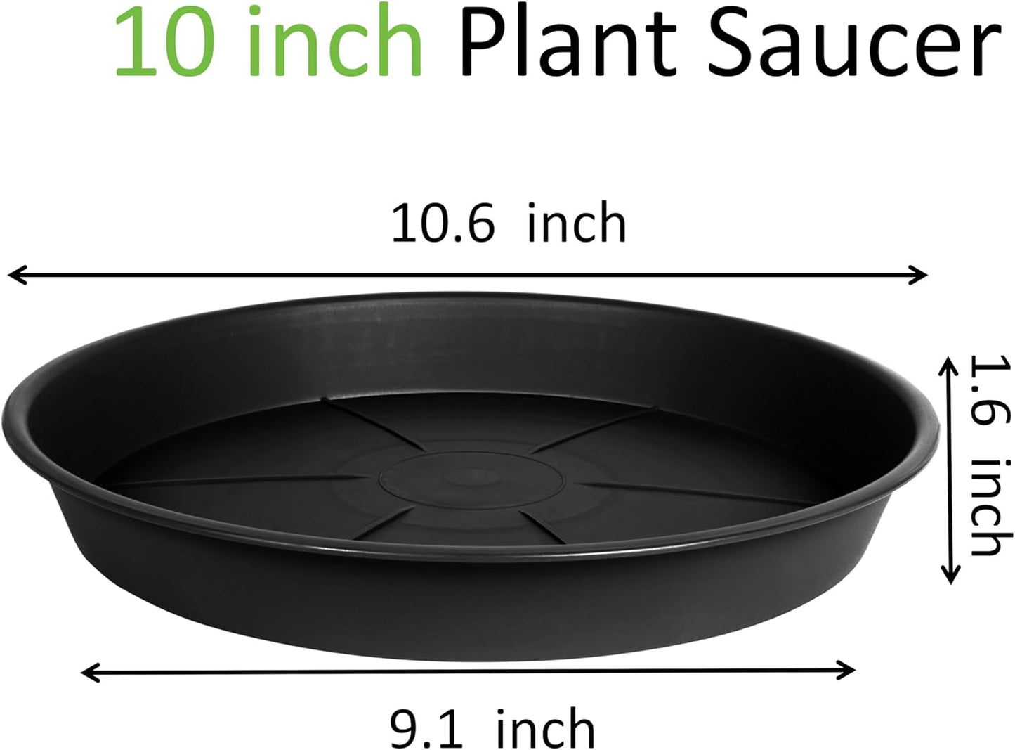 Bandeja platillo 10pulg plástico resistente para plantas negro