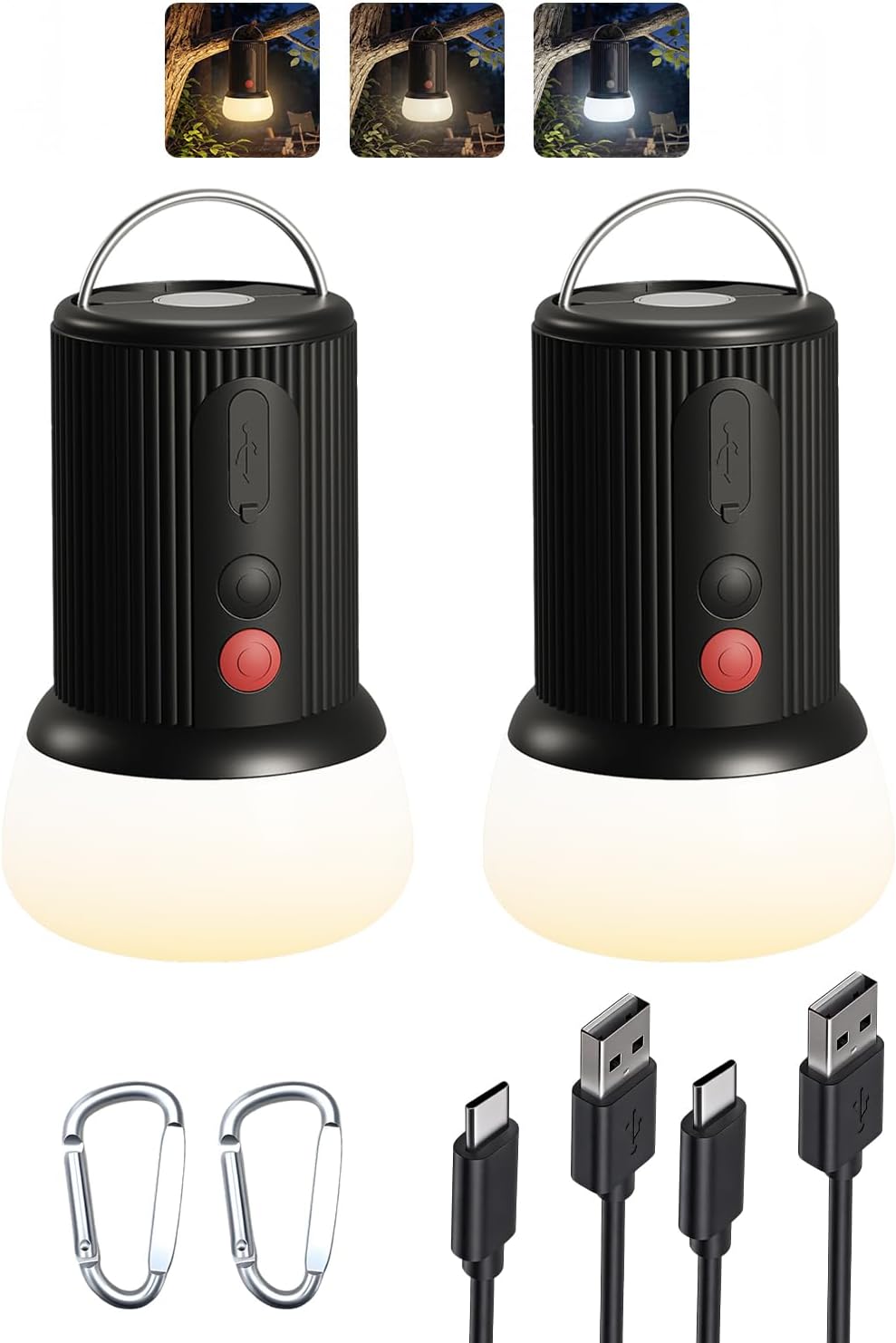Linterna LED recargable con gancho 6000mAh para acampar IPX5