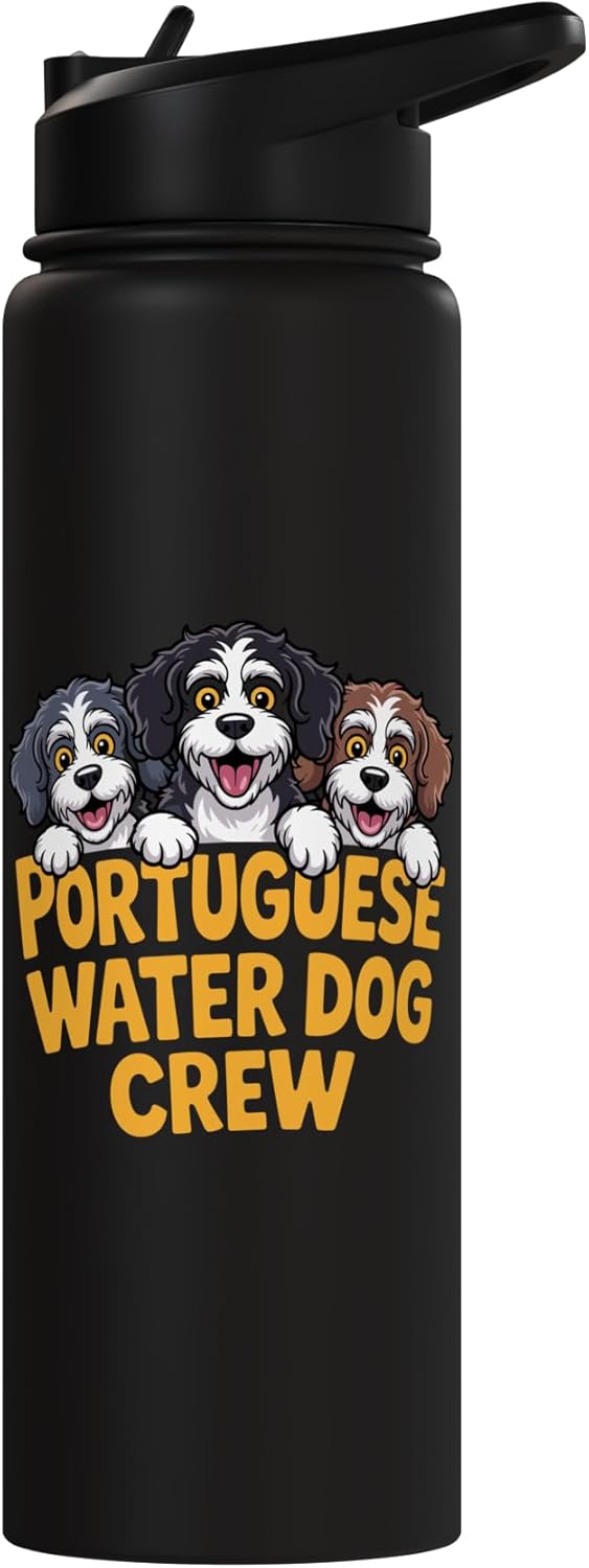 Botella de agua acero inoxidable con perro curly PWD