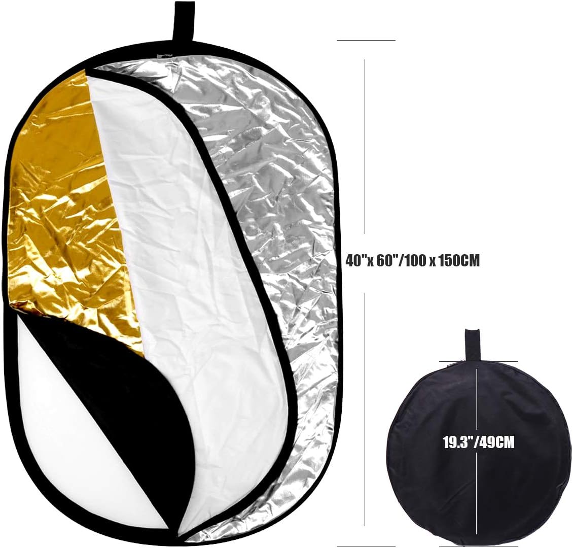 Kit reflector 5en1 40x60pulg portátil con funda estudio