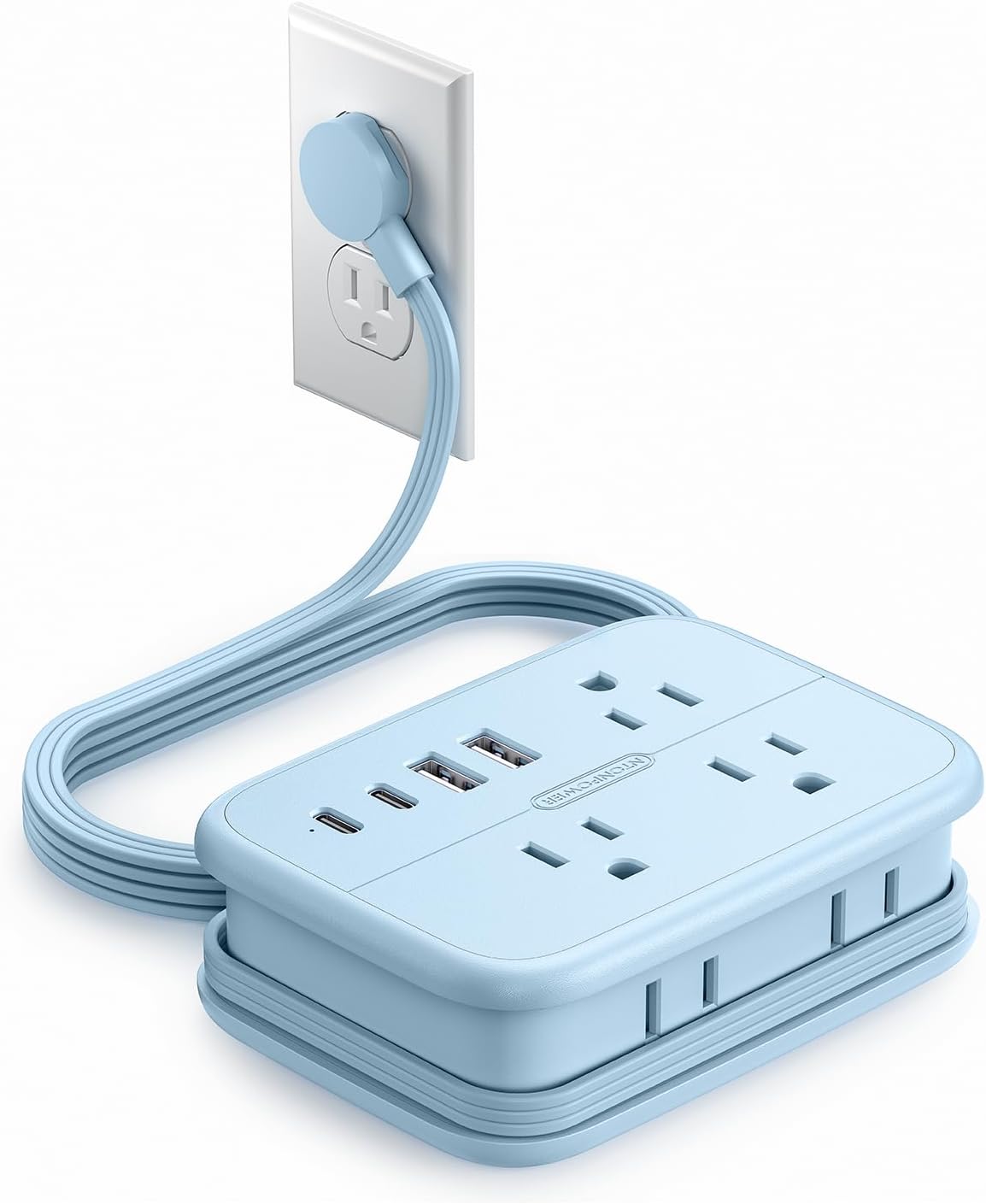 Regleta viaje 6 tomas 4 puertos USB 4ft compacta