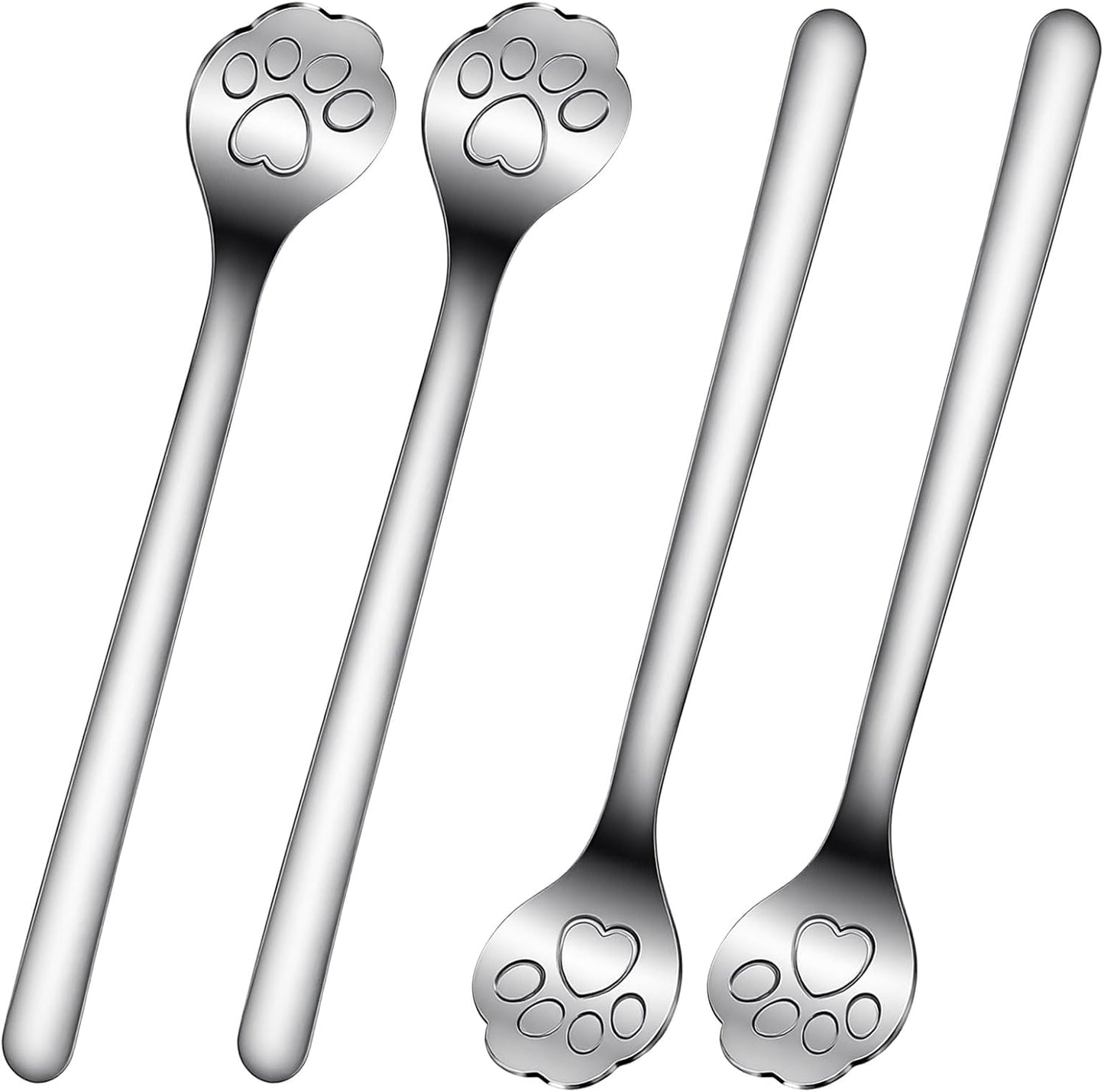 Set 4 cucharas acero inox 5.8pulg diseño pata gato postre