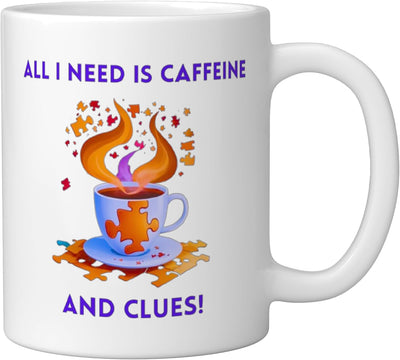 Taza de café divertida para gamers Coffee and Clues