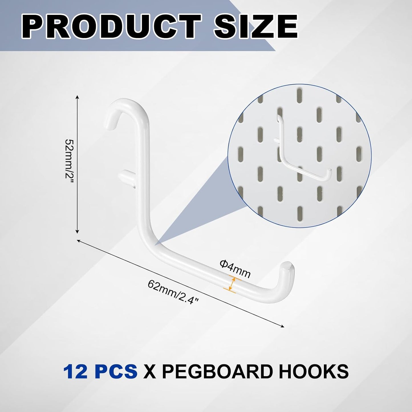 12 Ganchos Metal 2.4x2pulg Almacenamiento Forma L