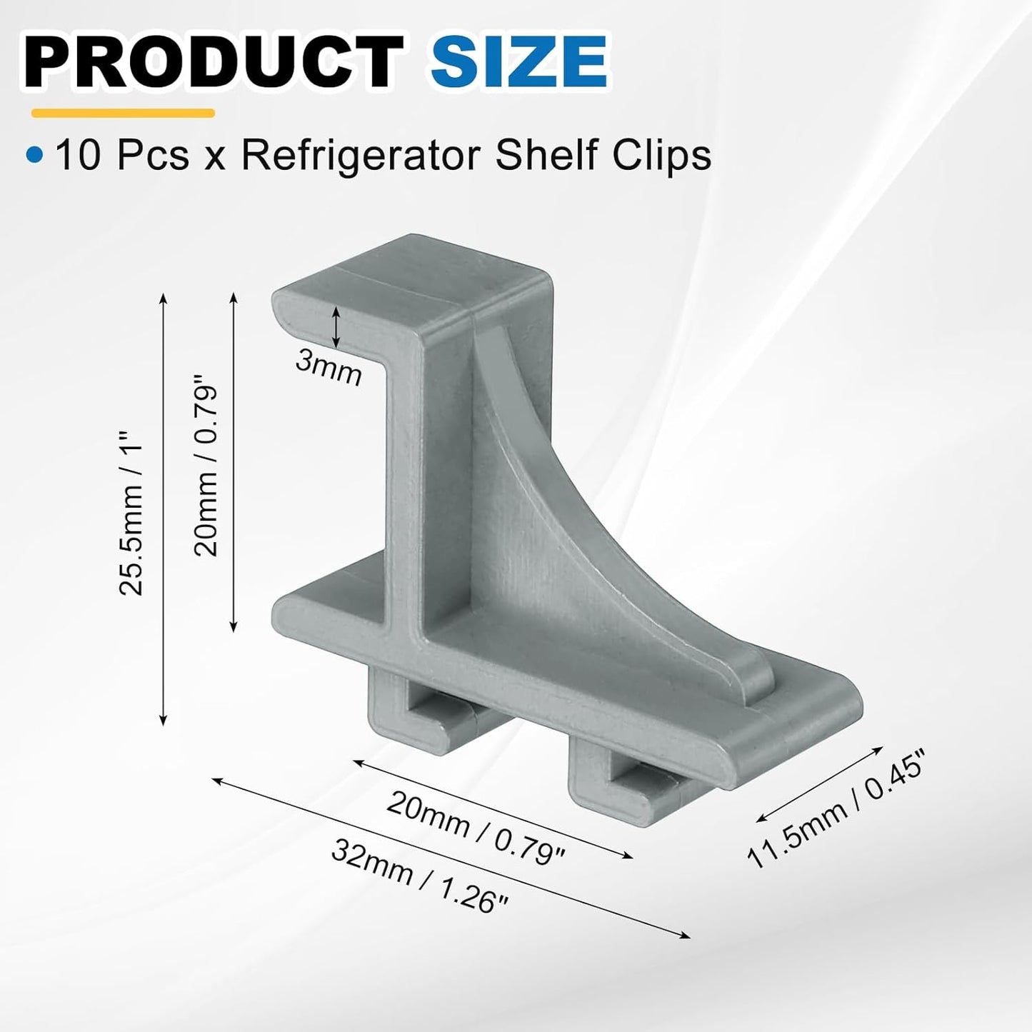 10 Clips Plástico Estantería Refrigerador 0.8pulg Azul