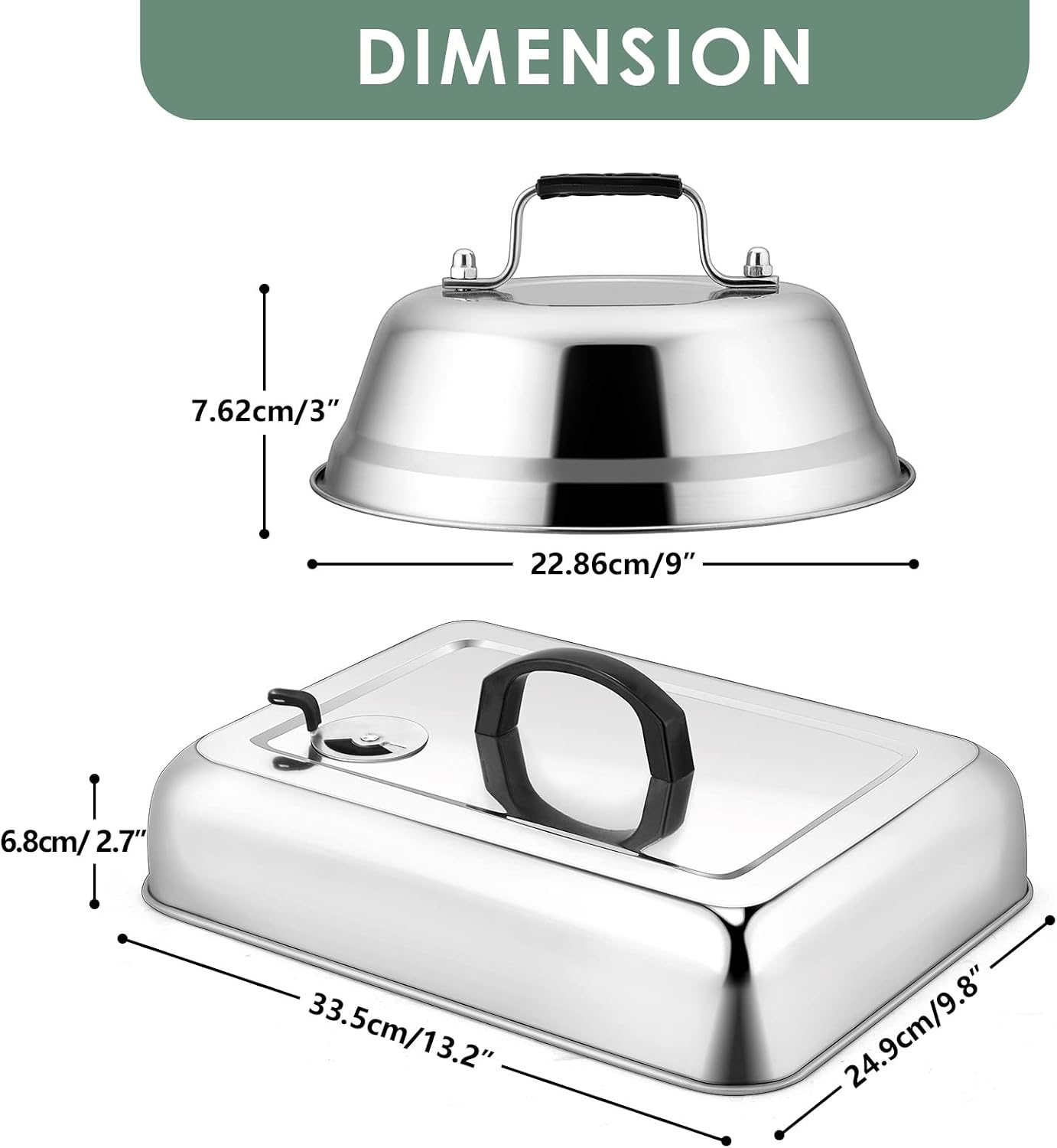 Cúpula fusión plancha 13pulg rectangular ventilación ajustable inox