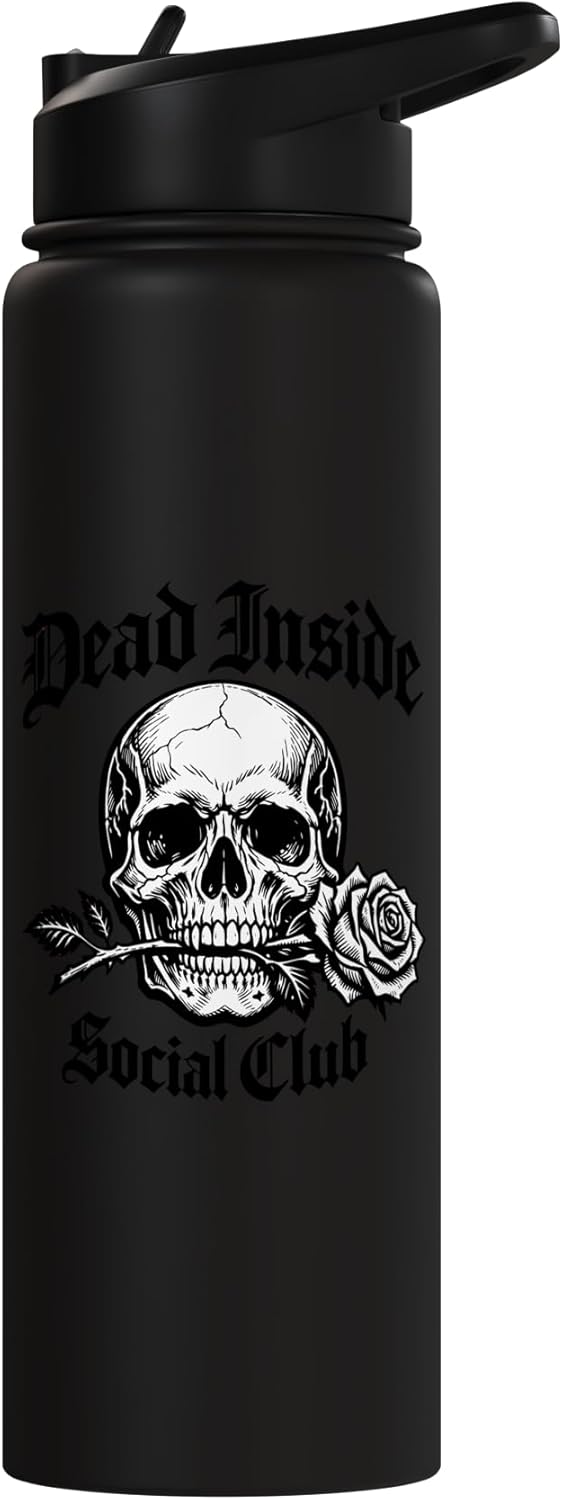 Vaso térmico acero inox tatuaje calavera rosa
