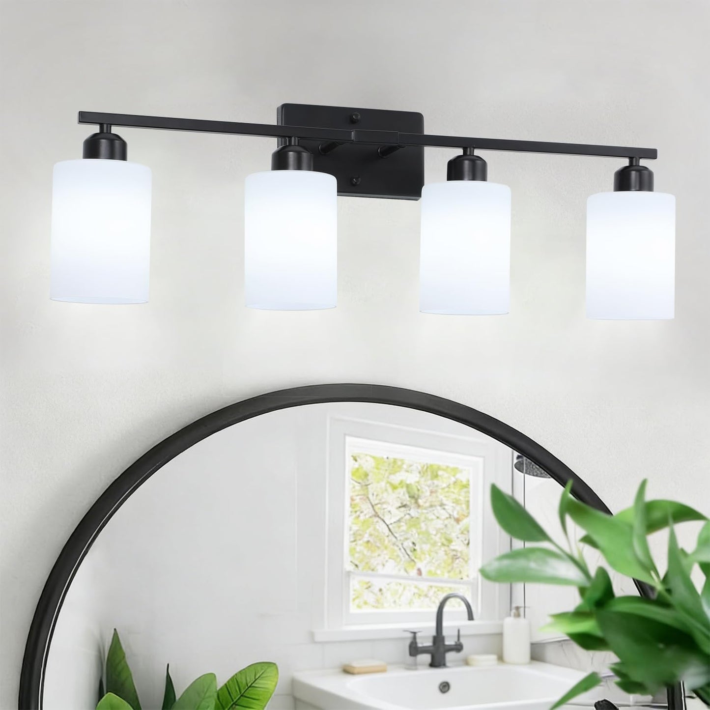 Lámpara baño 4 luces moderna sobre espejo