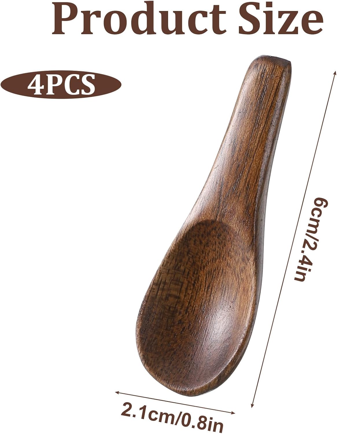 4 Mini Cucharas Madera para Sal y Especias 2.4pulg
