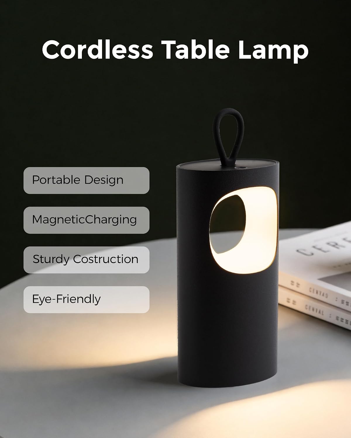Lámpara mesa inalámbrica recargable con soporte magnético LED