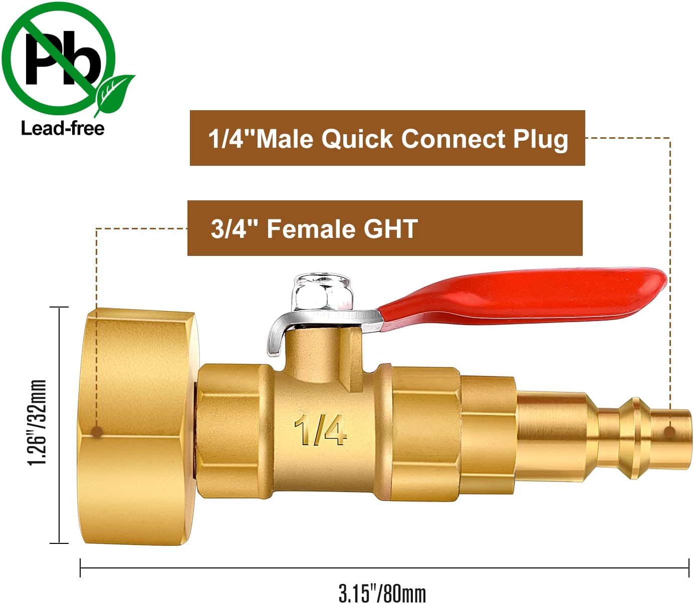 Kit adaptador enchufe 1/4 pulg y rosca GHT 3/4