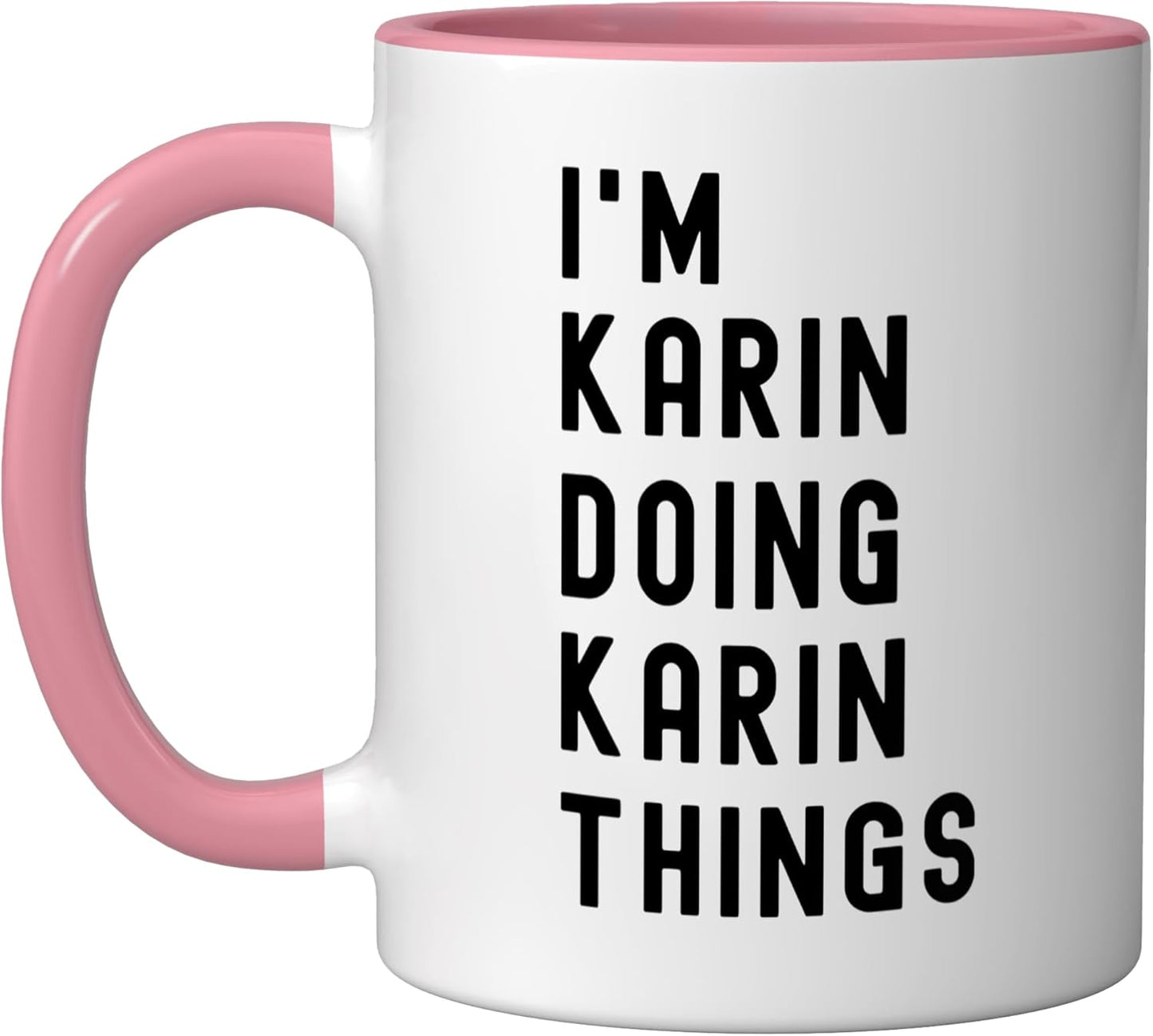 Taza cerámica Karin Things rosa/blanco