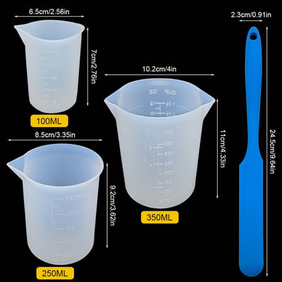 Vasos medidores de silicona YuCool para derretir chocolate con capacidad 100, 250 y 11.8 fl oz