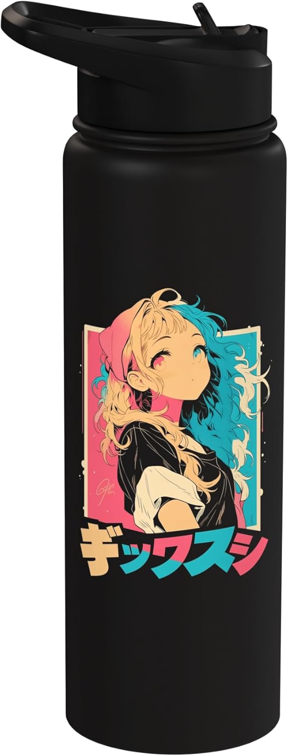 Botella de agua acero inoxidable cyberpunk manga anime y2k