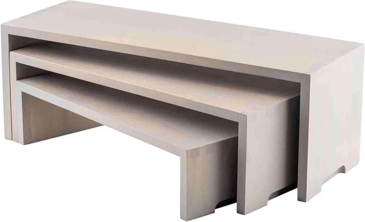 Juego 3 elevadores madera caucho texturizados gris