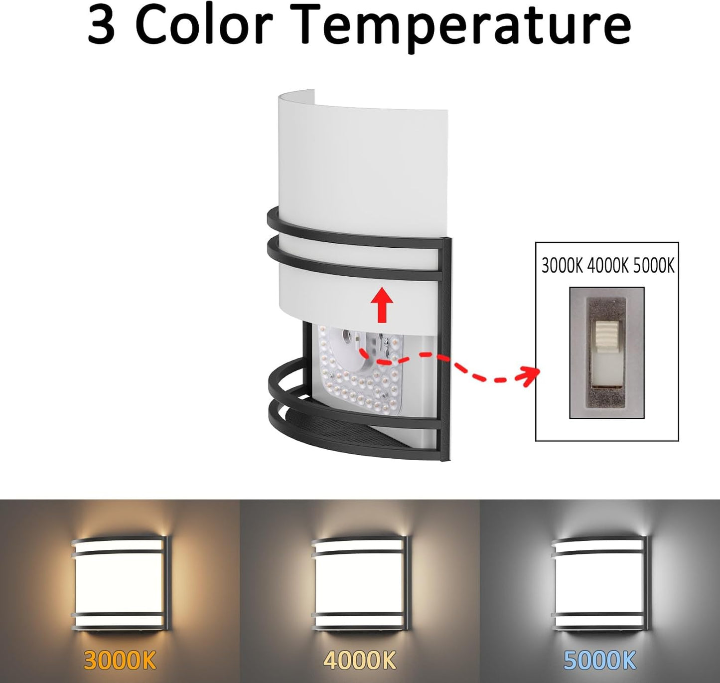 Aplique LED pared 15W 3000-5000K negro mate