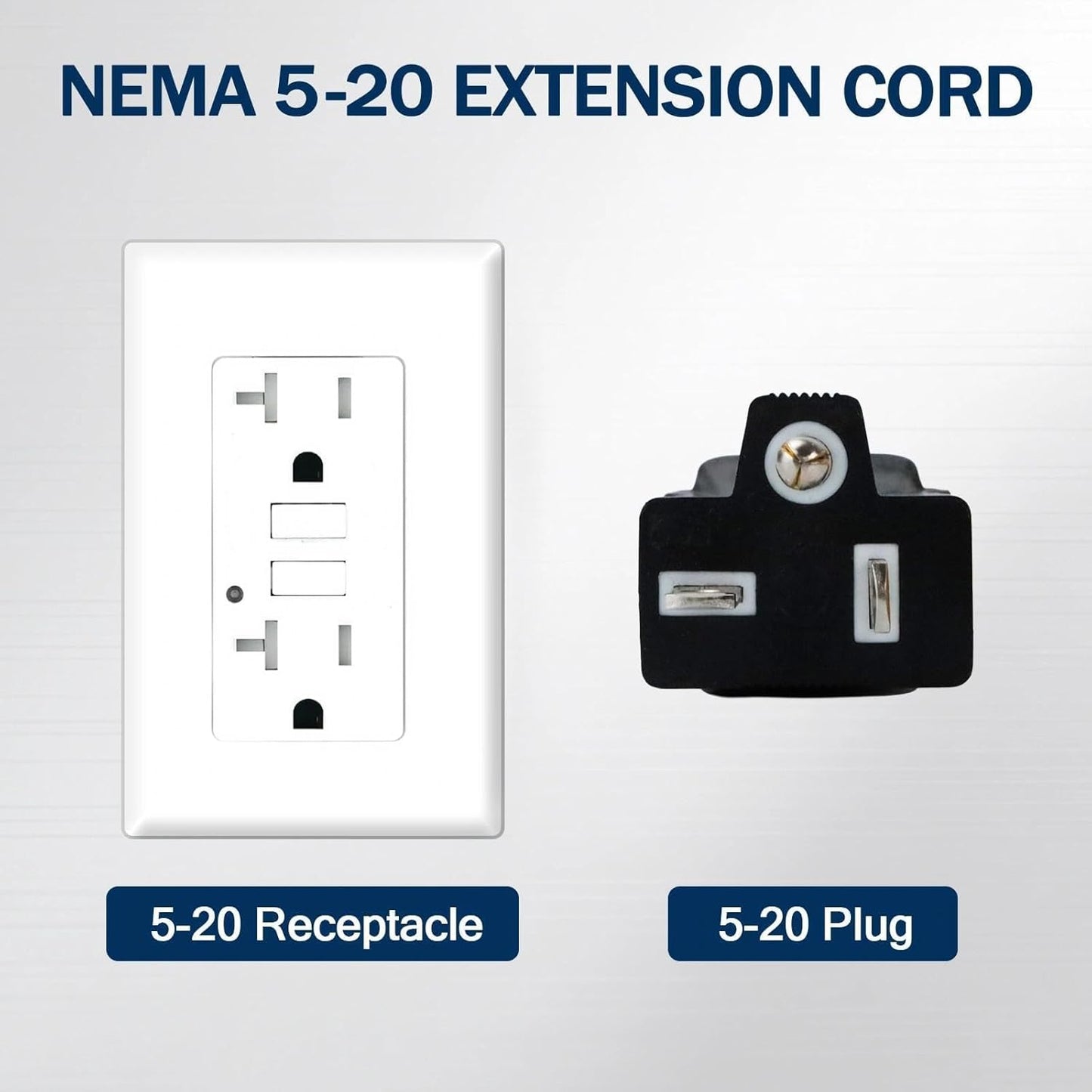 Cable extensión exterior 6ft enchufe T-Blade 20A para césped
