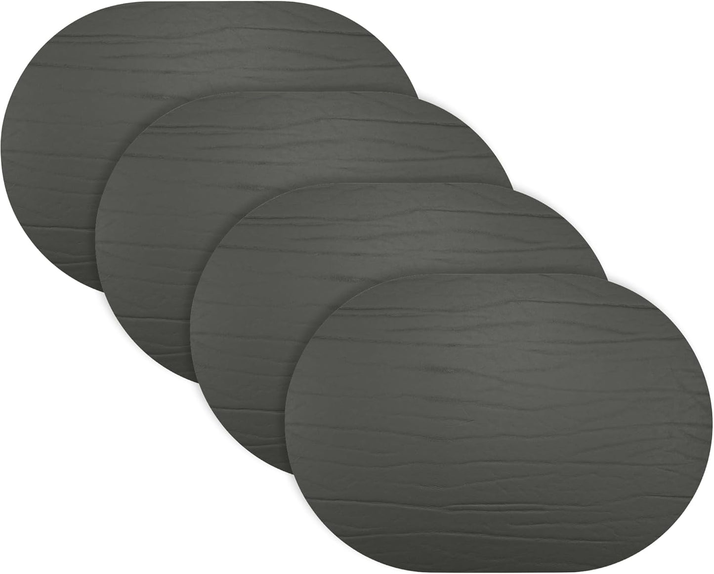 Set 4 Alfombrilla Mesa Cuero Negro Oval 13.3x16.5
