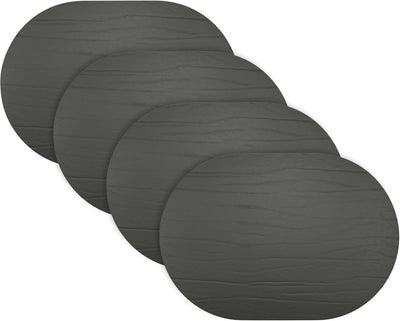 Set 4 Alfombrilla Mesa Cuero Negro Oval 13.3x16.5