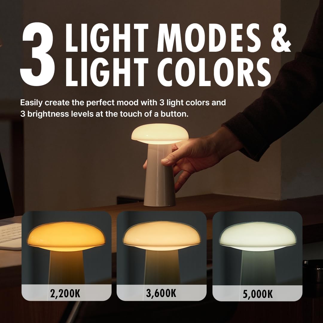 Lámpara mesa portátil LED recargable 5000mAh 3 modos luz