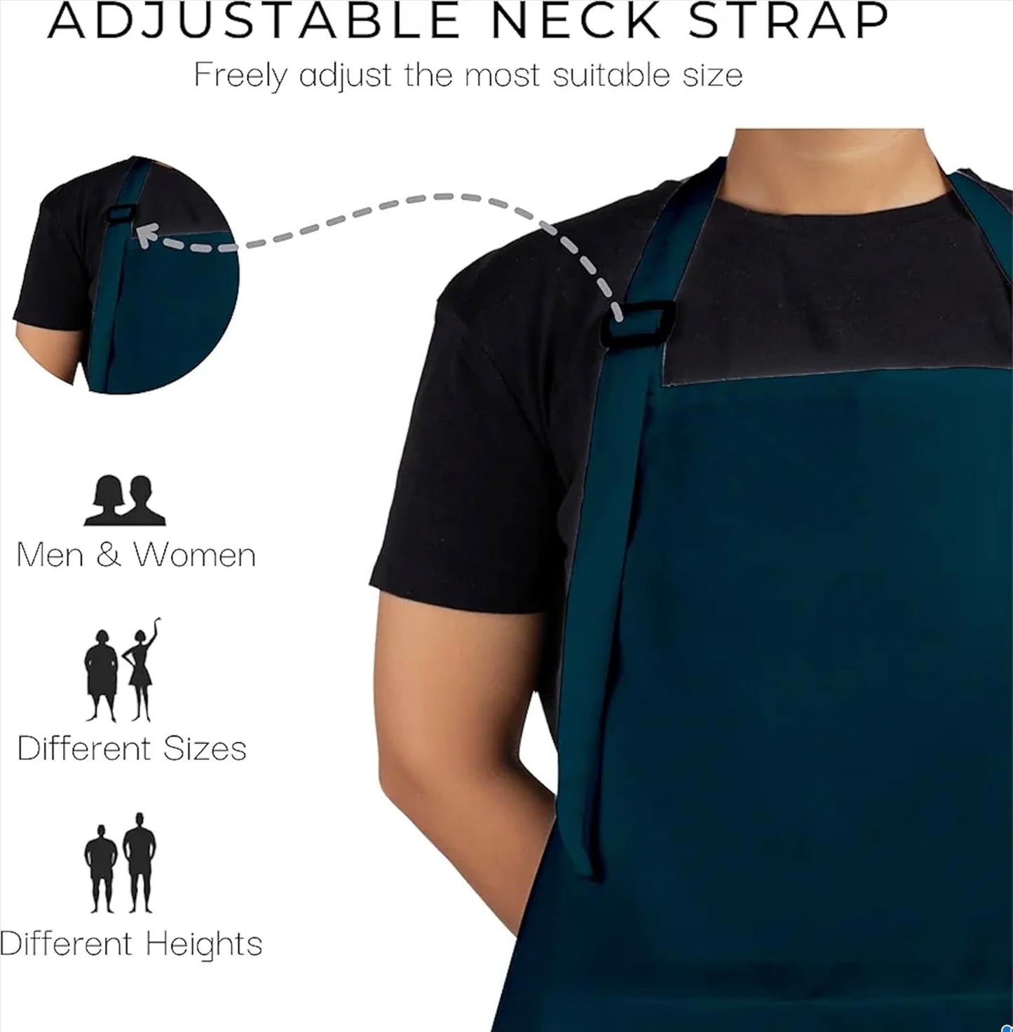 Delantal Cocina Ajustable con Bolsillos Azul Marino
