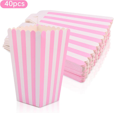 Cajas de papel para palomitas de maíz con bolsas a rayas blancas tamaño L