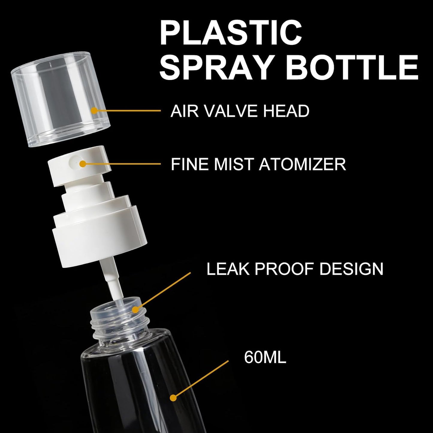 2 Botellas Spray 2oz A prueba de fugas recargables viaje