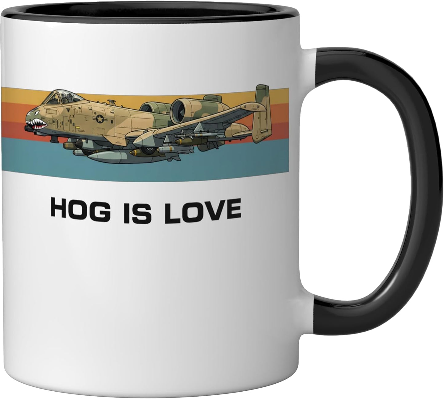 Taza Cerámica A-10 Warthog Hog Is Love Negro/Blanco