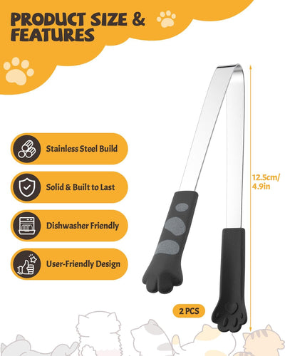 Pinzas de pata de gato de acero inoxidable Kawaii para cocina