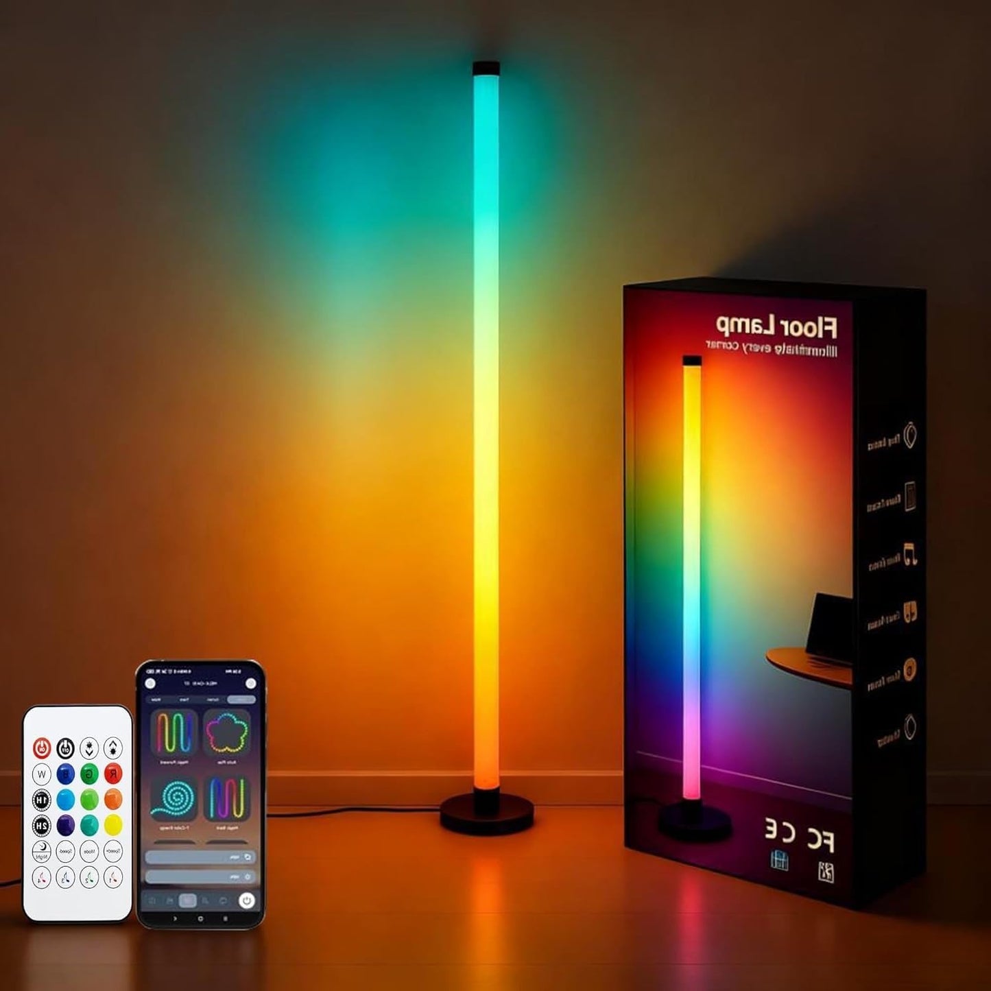 Lámpara pie LED USB app control remoto ICRGBW cambio color