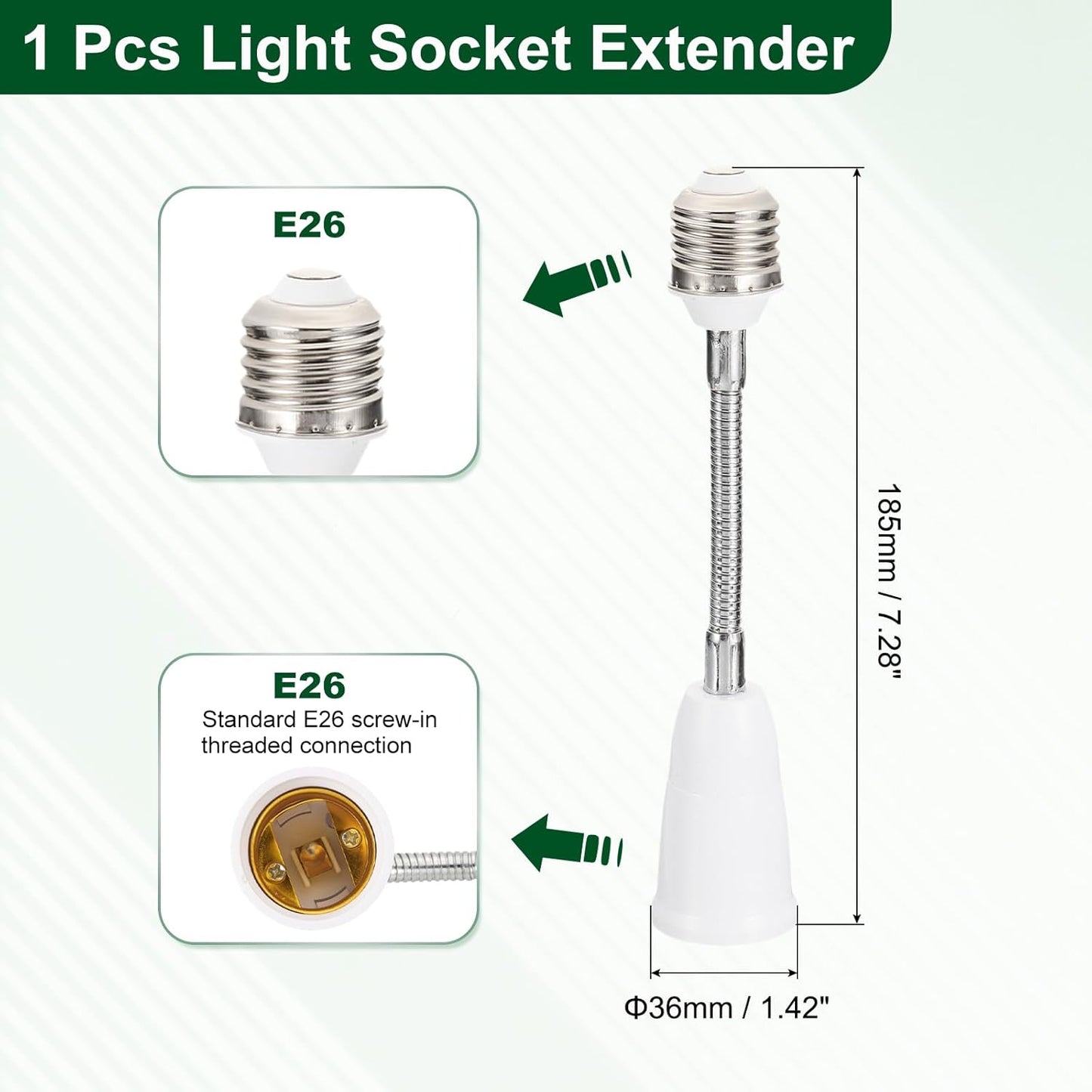Adaptador portalámpara E26 7.3" para lámparas de hasta 60W