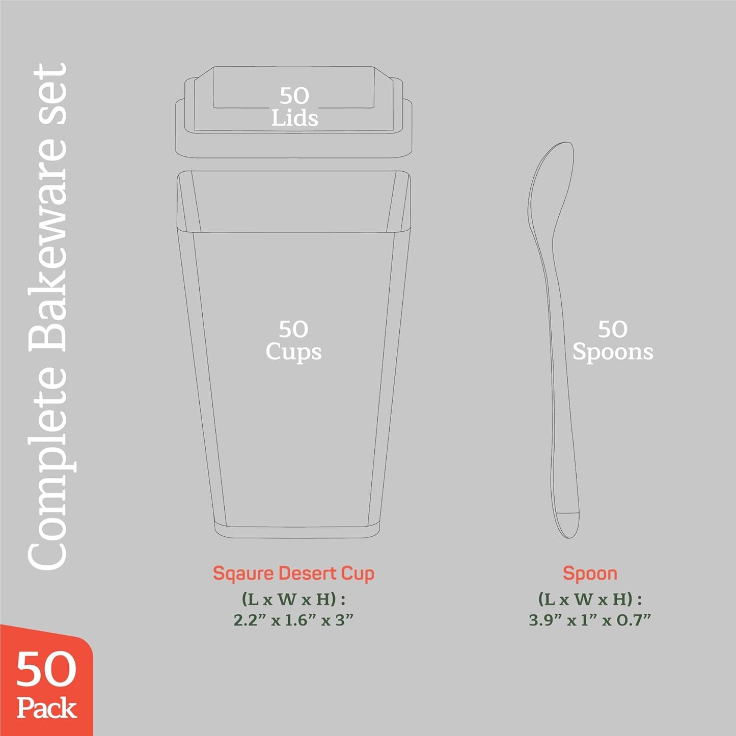 Vasos de postre de plástico con tapas y cucharas juego de 50