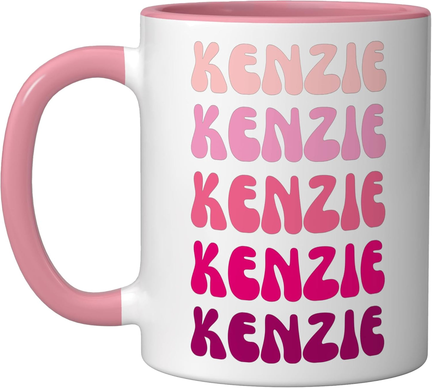 Taza cerámica Kenzie First Name estilo minimalista rosa/blanca