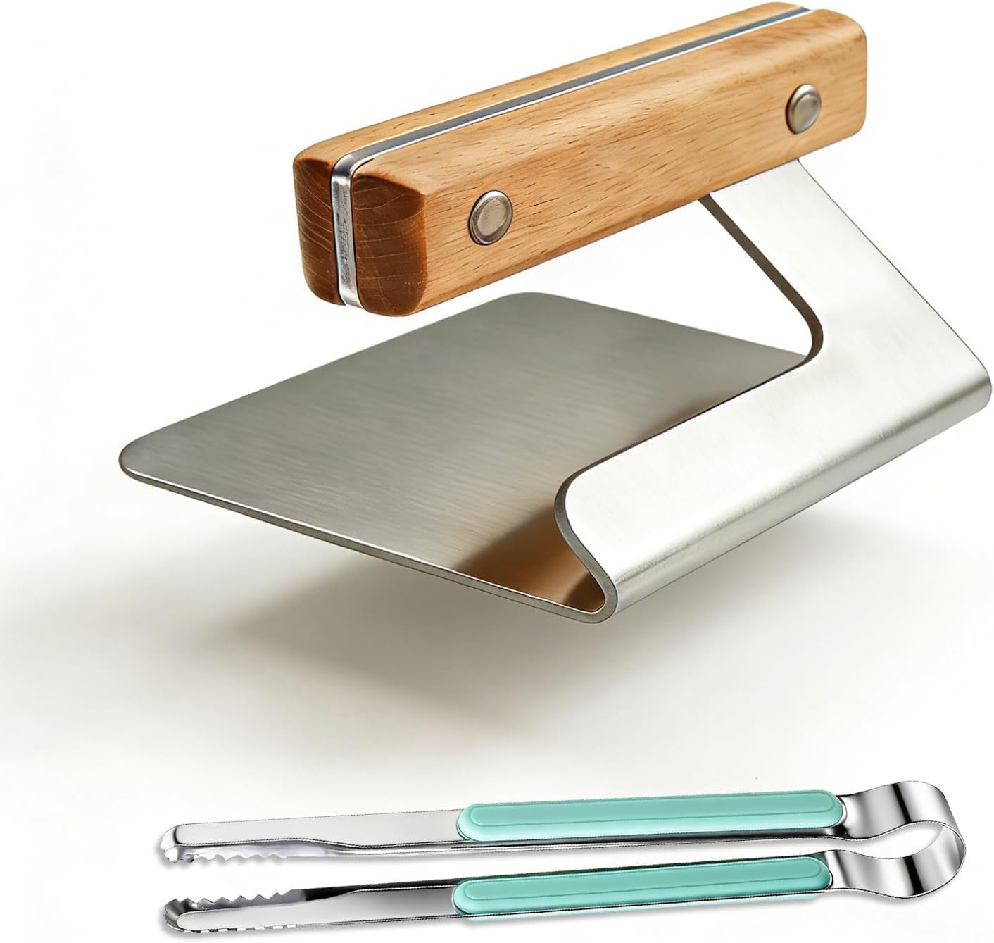Prensa hamburguesa 5.5pulg acero inox mango madera