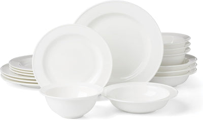 Set 16 Pzas Vajilla Porcelana Hueso con Borde