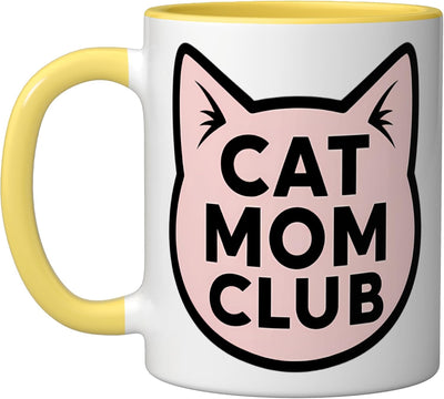 Taza Cerámica para Dueña de Gato Día de la Madre Amarillo/Blanco