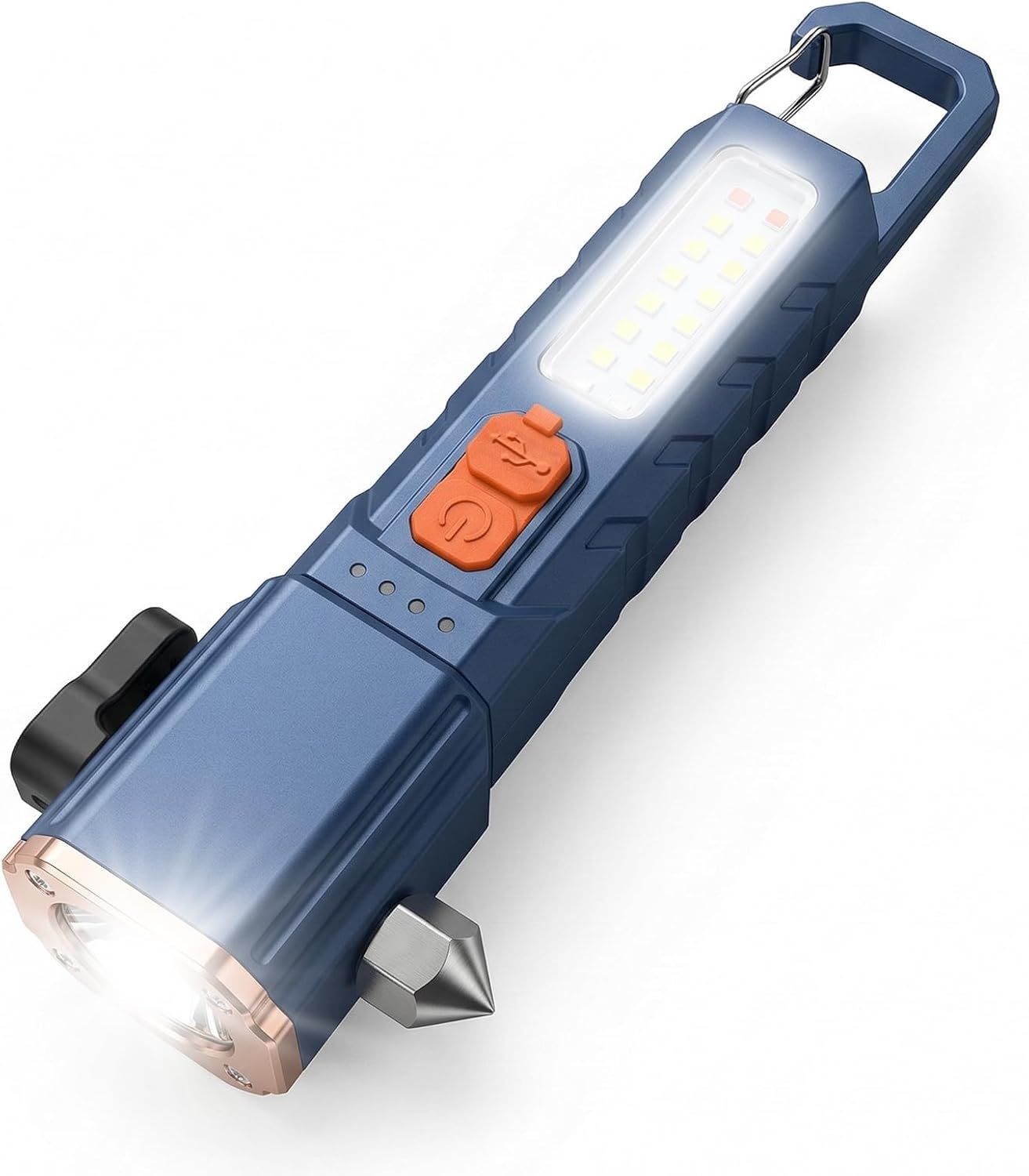 Linterna coche 6 modos zoomable recargable tipo C con martillo