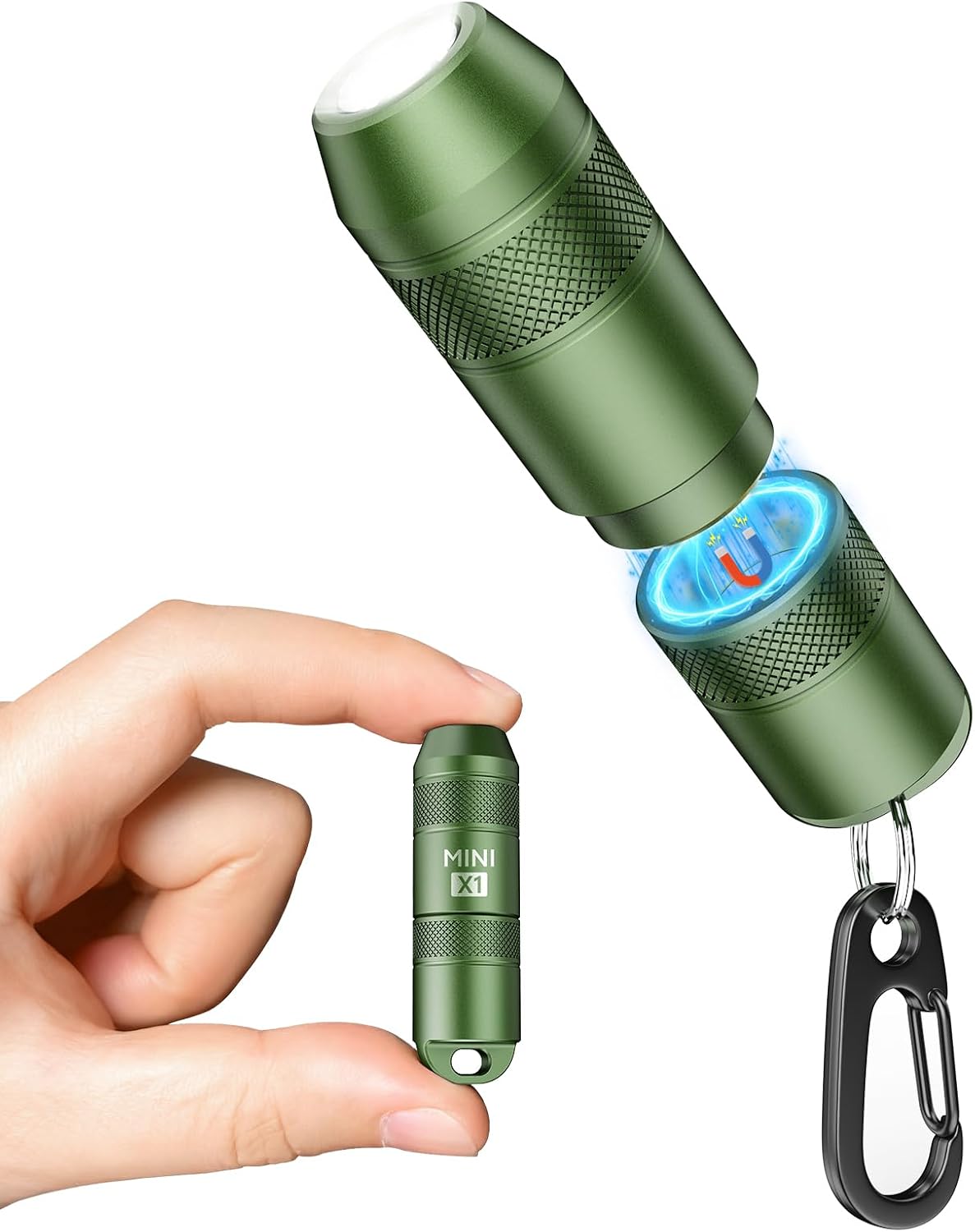 Linterna recargable USB-C magnética 100lúmenes EDC verde