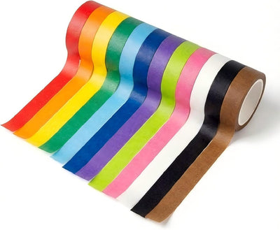 Cinta adhesiva colorida 1pulg 12 rollos para arte y etiquetas
