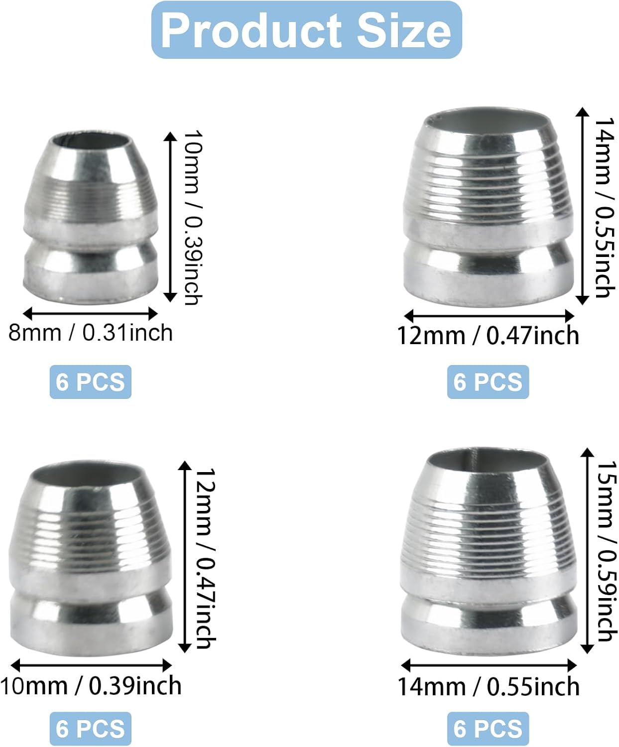 24 Pzas Cuñas Acero Seguridad 0.31-0.55pulg