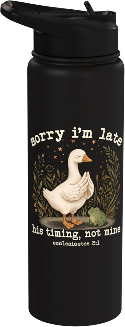 Botella de agua acero inoxidable aislada con mensaje humorístico